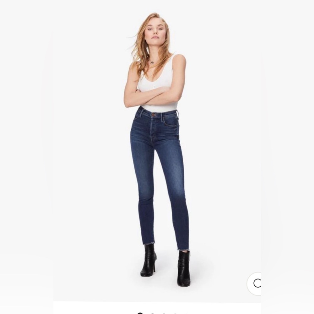 MOTHER The Stunner Ankle Fray  Dark Blue Skinny Jeans Sz 29